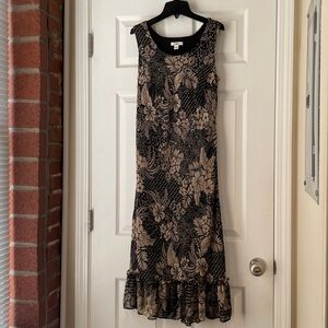 Cato Brand Tropical Floral Maxi Dress with Ruffeled Bottom